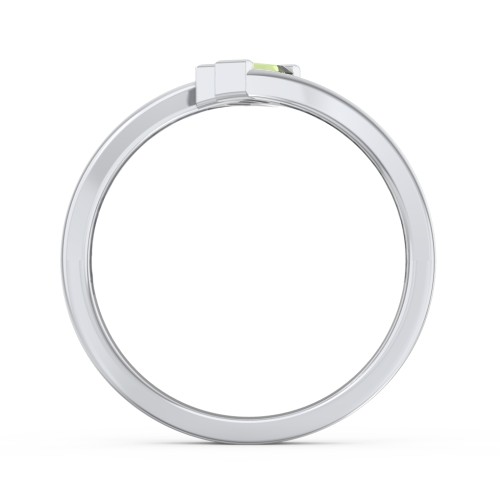 Engravable Slanted Baguette Ring – Sterling Silver with Peridot