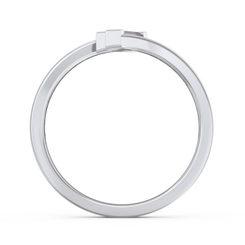 Engravable Slanted Baguette Ring – Sterling Silver with Alexandrite