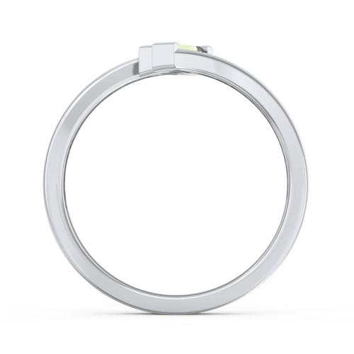 Engravable Slanted Baguette Ring – Sterling Silver with Peridot