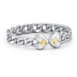 Curb Link Chain Heart Ring