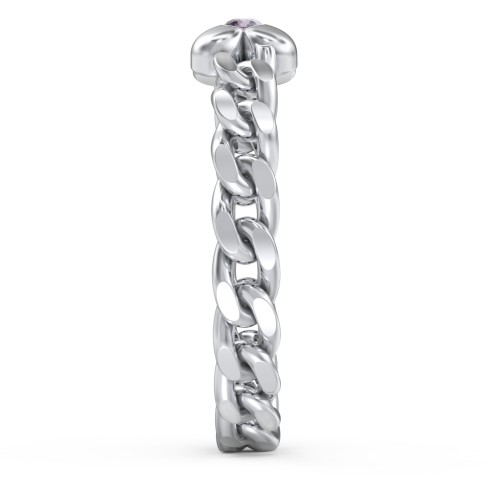 Curb Link Chain Heart Ring