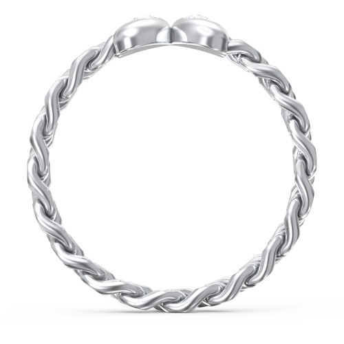 Curb Link Chain Heart Ring – Sterling Silver with Cubic Zirconia