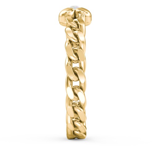 Curb Link Chain Heart Ring – 18K Gold Plated Silver with Opal