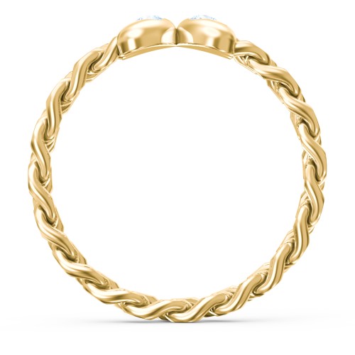 Curb Link Chain Heart Ring – 18K Gold Plated Silver with Aquamarine