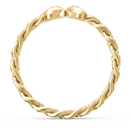 Curb Link Chain Heart Ring – 18K Gold Plated Silver with Peridot