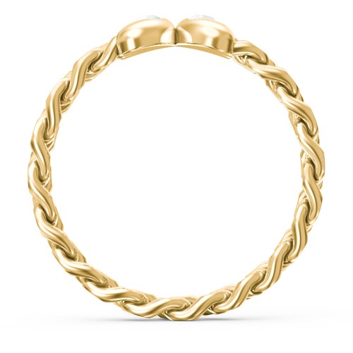 Curb Link Chain Heart Ring – 18K Gold Plated Silver with Opal