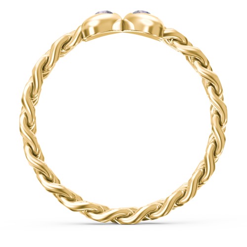 Curb Link Chain Heart Ring – 18K Gold Plated Silver with Alexandrite