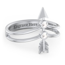 Cupid's Arrow Ring in 925 Sterling Silver with Cubic Zirconia