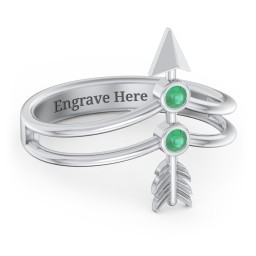 Cupid's Arrow Ring in 925 Sterling Silver with Emerald