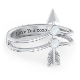 Cupid's Arrow Ring in 925 Sterling Silver with Opal