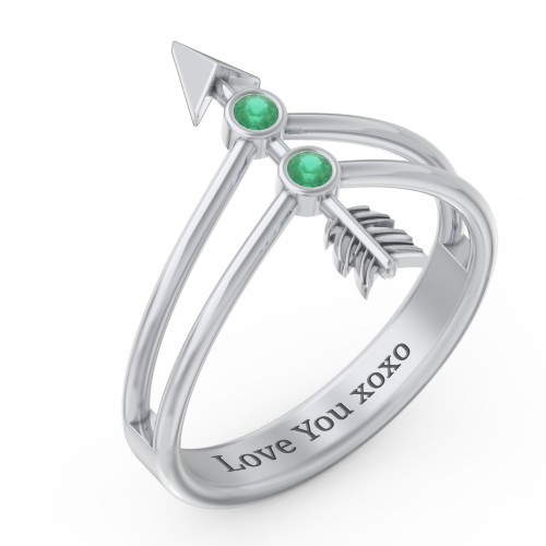 Cupid's Arrow Ring – Sterling Silver with Emerald