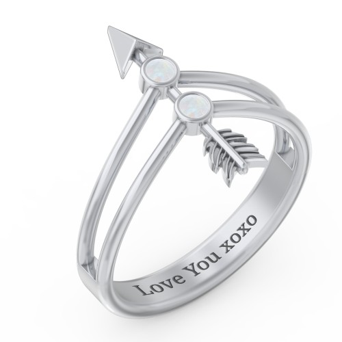 Cupid's Arrow Ring – Sterling Silver with Opal