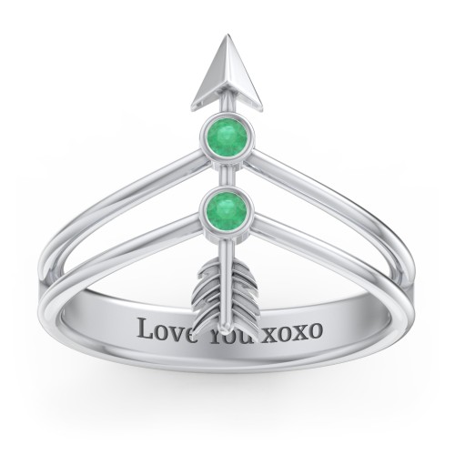 Cupid's Arrow Ring – Sterling Silver with Emerald