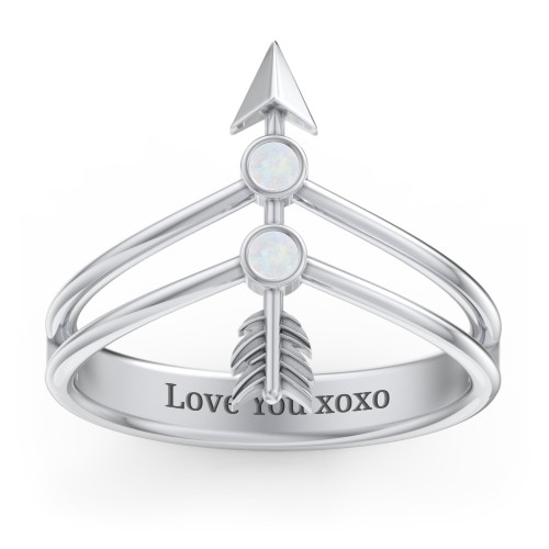 Cupid's Arrow Ring – Sterling Silver with Opal