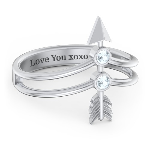 Cupid's Arrow Ring – Sterling Silver with Aquamarine