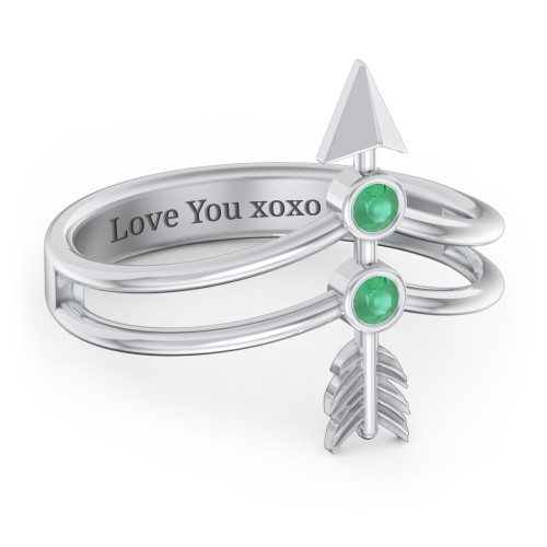 Cupid's Arrow Ring – Sterling Silver with Emerald