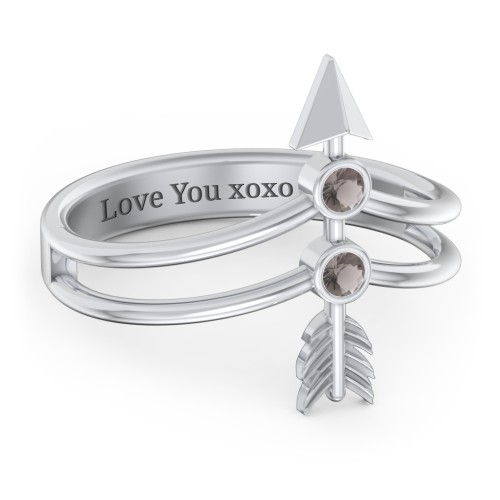 Cupid's Arrow Ring – Sterling Silver with Smokey Quartz