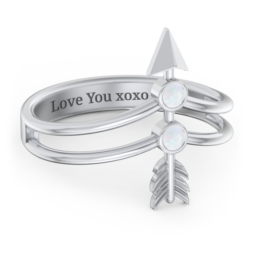 Cupid's Arrow Ring – Sterling Silver with Opal