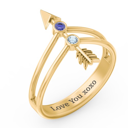 Cupid's Arrow Ring – 10K Yellow Gold with Blue Sapphire and Blue Topaz