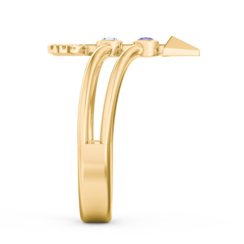 Cupid's Arrow Ring – 10K Yellow Gold with Blue Sapphire and Blue Topaz