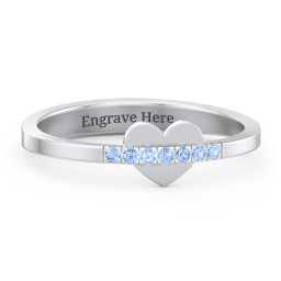 Solid Heart Ring with Accented Band