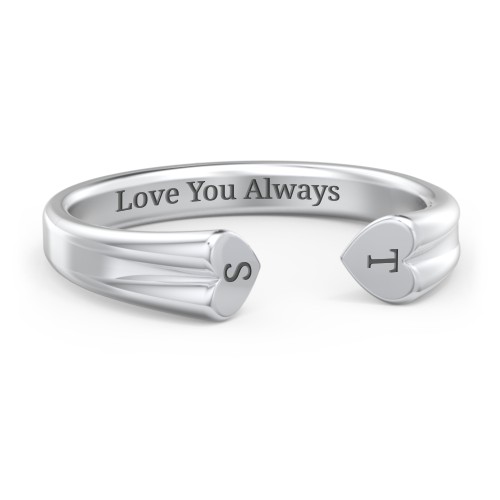 Engravable Open Cuff Heart Ring