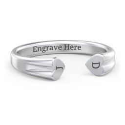 Engravable Open Cuff Heart Ring in 925 Sterling Silver