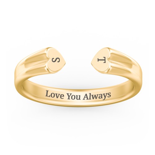 Engravable Open Cuff Heart Ring – 10K Yellow Gold