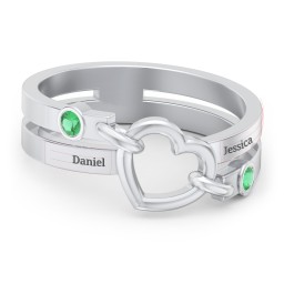 Engravable Diagonal Open Heart Ring