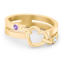 Engravable Diagonal Open Heart Ring