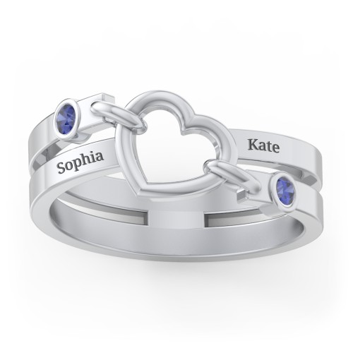 Engravable Diagonal Open Heart Ring