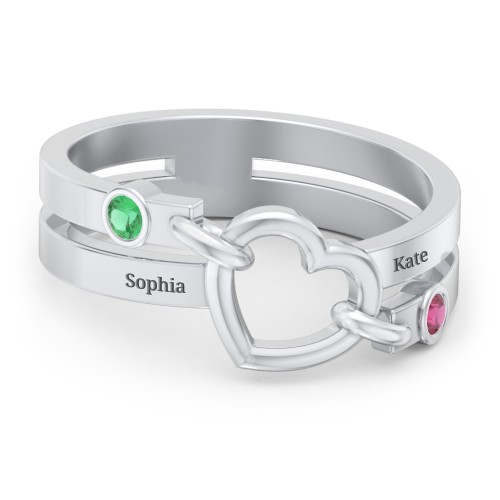 Engravable Diagonal Open Heart Ring