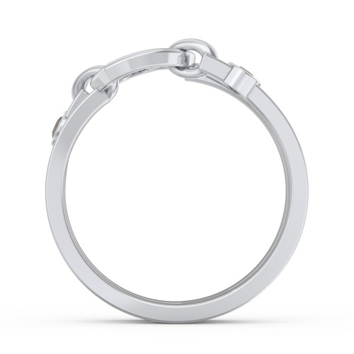 Engravable Diagonal Open Heart Ring – Sterling Silver with Smokey Quartz