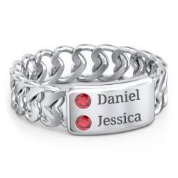 Heart Chain Link Ring with Nameplate