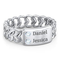 Heart Chain Link Ring with Nameplate
