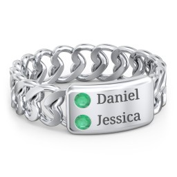 Heart Chain Link Ring with Nameplate