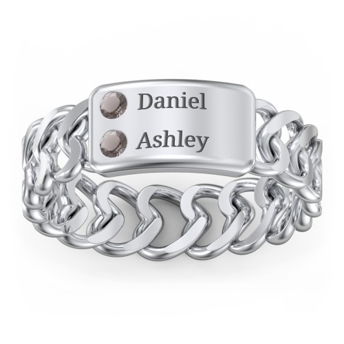 Heart Chain Link Ring with Nameplate