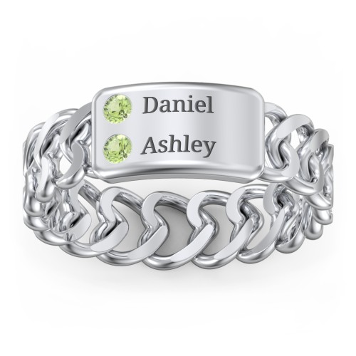 Heart Chain Link Ring with Nameplate