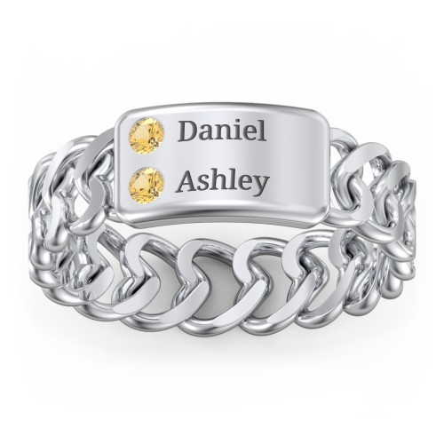 Heart Chain Link Ring with Nameplate