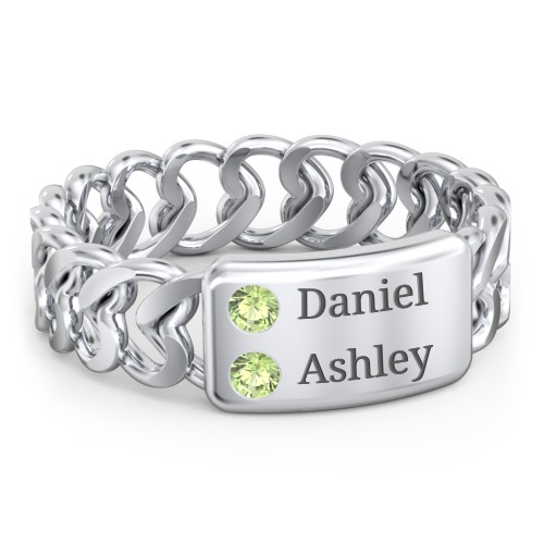 Heart Chain Link Ring with Nameplate