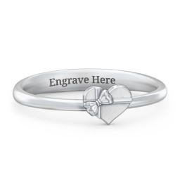 Heart Shaped Ring with Bow in 925 Sterling Silver