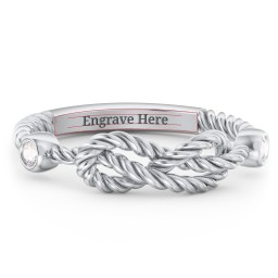 Rope Infinity Ring with Gemstones in 925 Sterling Silver with Cubic Zirconia