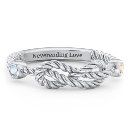 Rope Infinity Ring with Gemstones