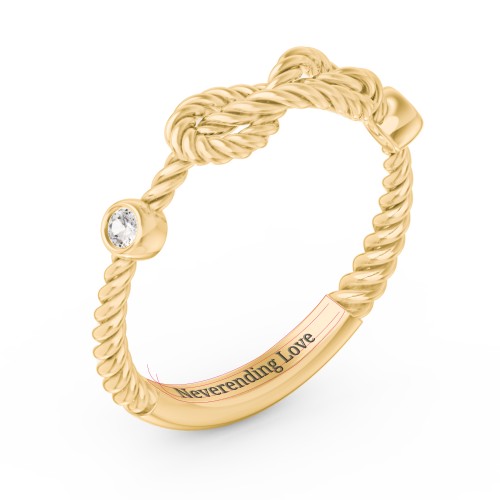 Rope Infinity Ring with Gemstones – 18K Gold Plated Silver with Cubic Zirconia