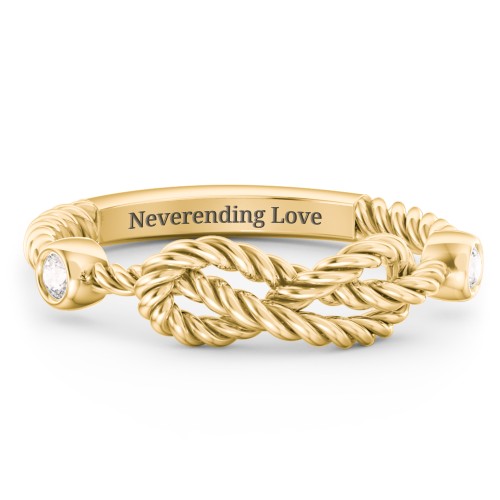 Rope Infinity Ring with Gemstones – 18K Gold Plated Silver with Cubic Zirconia