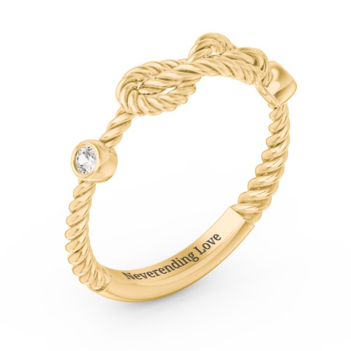 Rope Infinity Ring with Gemstones – 18K Gold Plated Silver with Cubic Zirconia