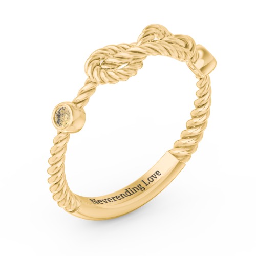 Rope Infinity Ring with Gemstones – 18K Gold Plated Silver with Citrine