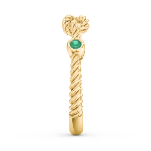 Rope Infinity Ring with Gemstones – 18K Gold Plated Silver with Emerald