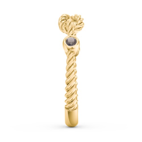 Rope Infinity Ring with Gemstones – 18K Gold Plated Silver with Smokey Quartz
