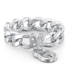 Engravable Curb Chain Lock Ring – Sterling Silver